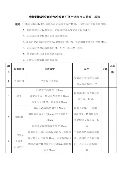 板房验收标准