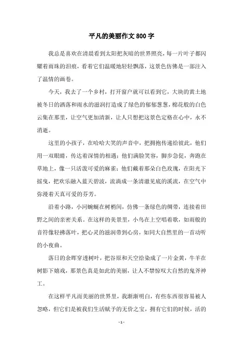 平凡的美丽作文800字