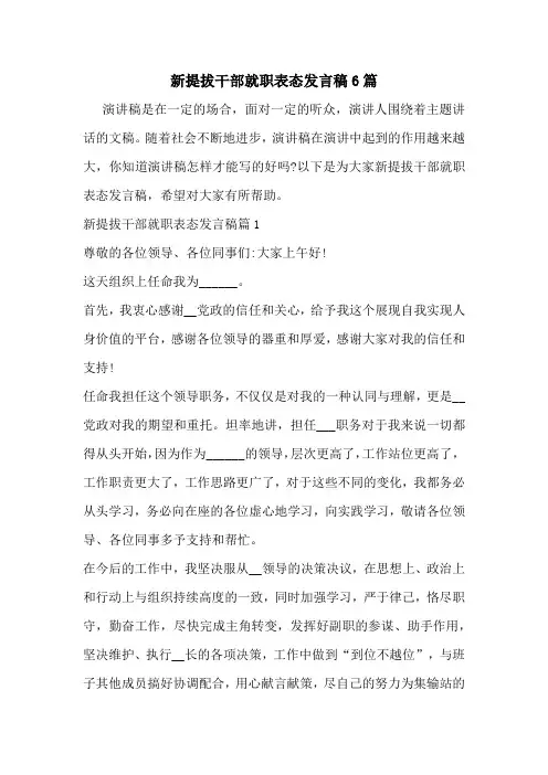 新提拔干部就职表态发言稿6篇