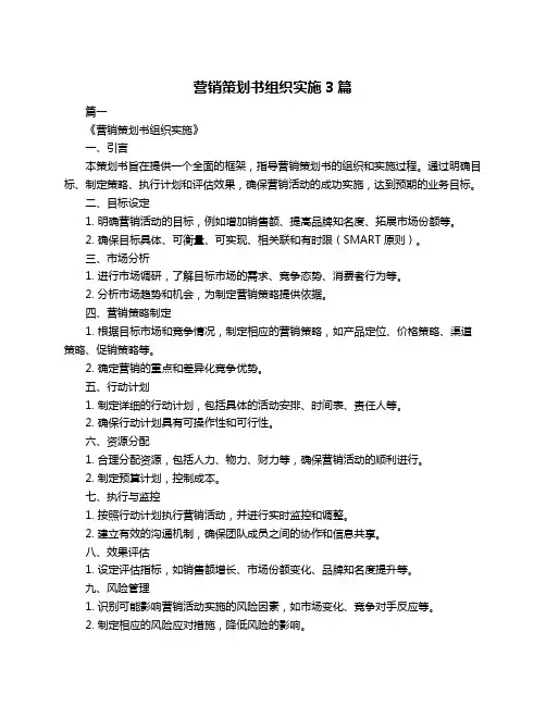 营销策划书组织实施3篇