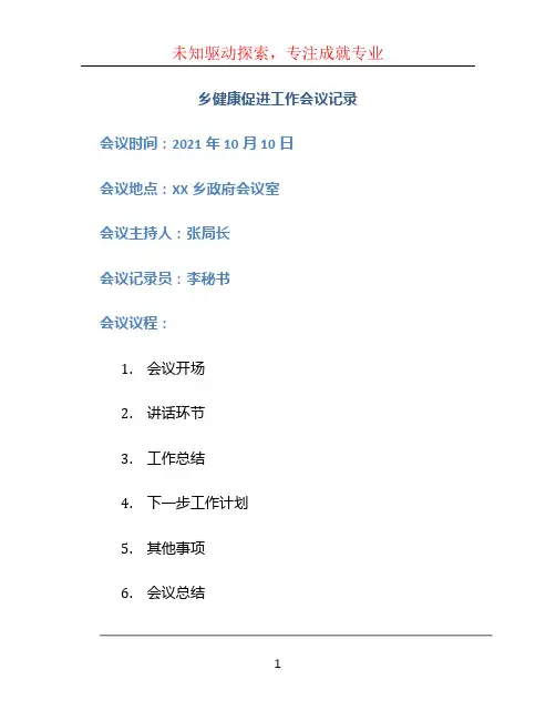 乡健康促进工作会议记录