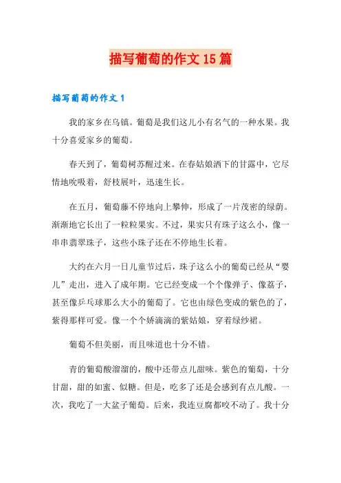 (整合汇编)描写葡萄的作文15篇