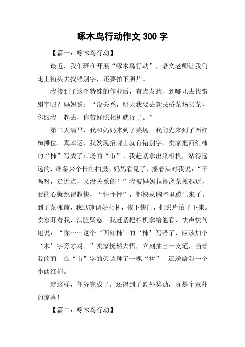 啄木鸟行动作文300字