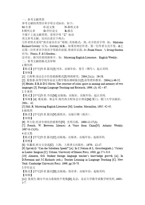 参考文献的应用格式
