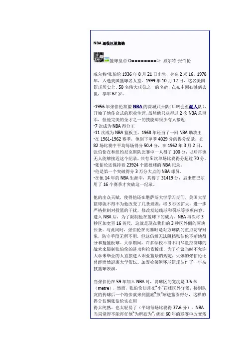 NBA巨星一览表