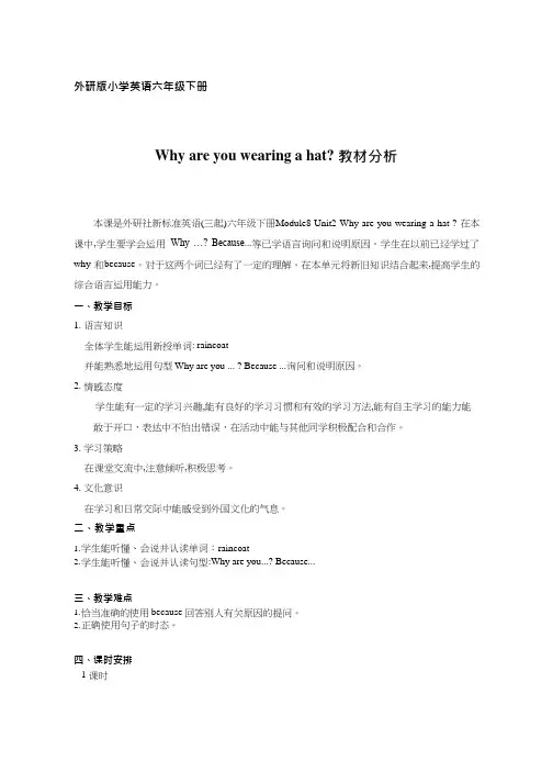 小学英语《Why are you wearing a hat》优质教案、教学设计