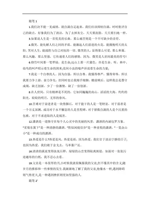 作文摘抄仿写随笔模板