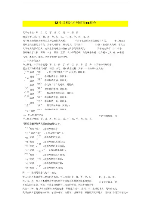 12生肖相冲相害相合