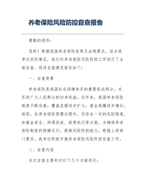 养老保险风险防控自查报告