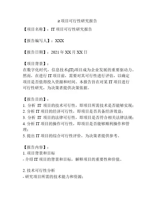 it项目可行性研究报告