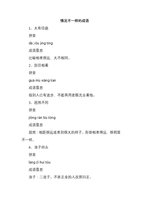 情况不一样的成语