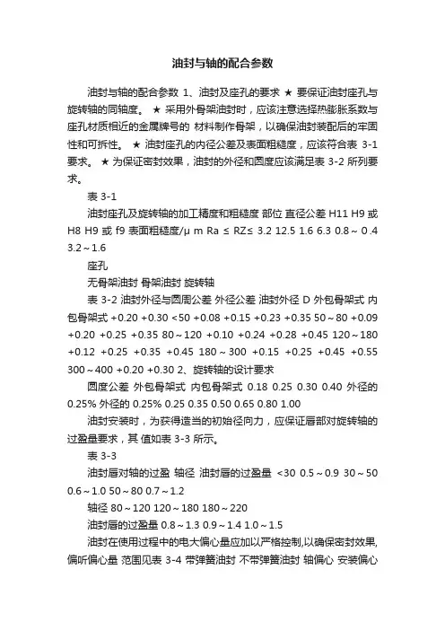油封与轴的配合参数