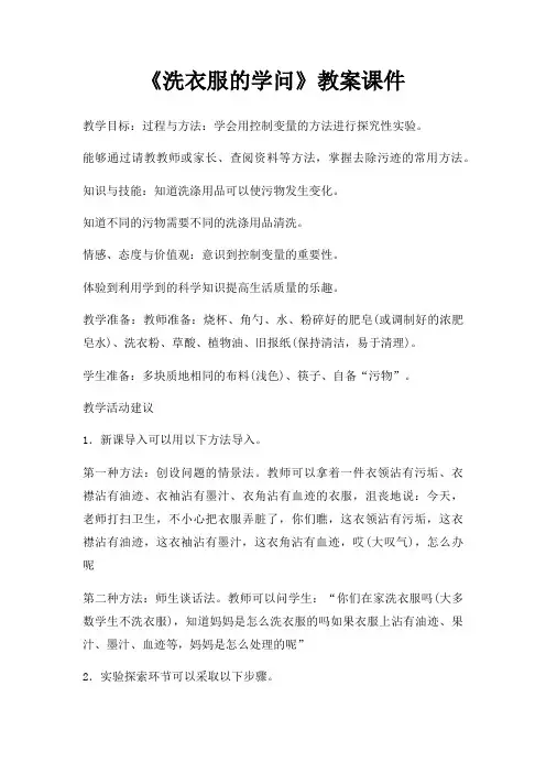 洗衣服学问教案课件