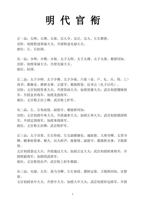 明代官衔