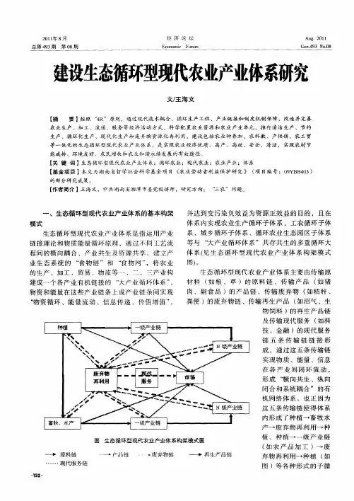 建设生态循环型现代农业产业体系研究