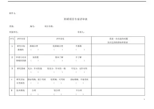 (完整版)科研项目专家评审表.doc