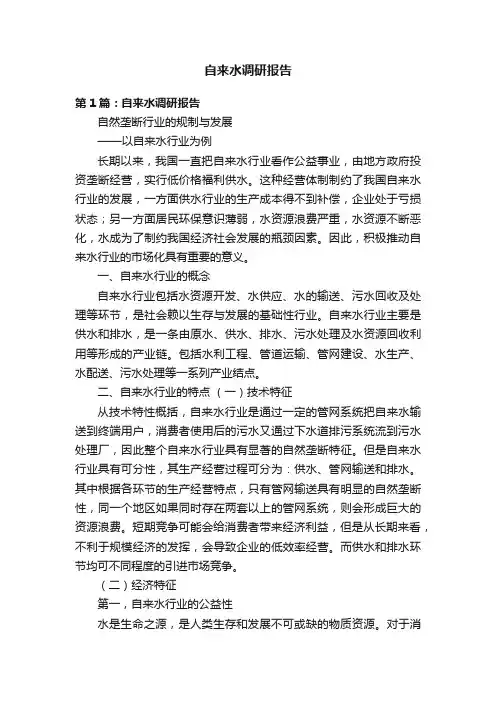 自来水调研报告