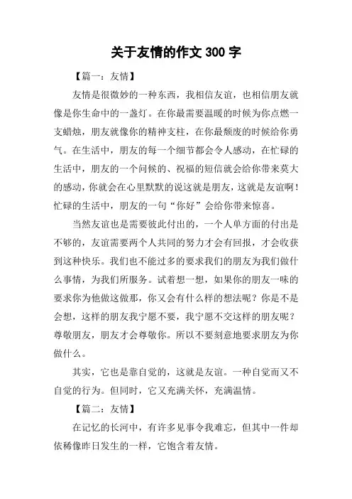 关于友情的作文300字