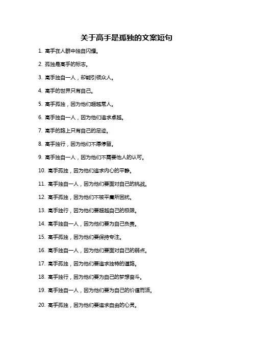 关于高手是孤独的文案短句
