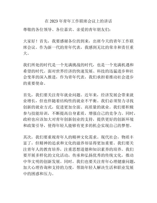 在2023年青年工作联席会议上的讲话