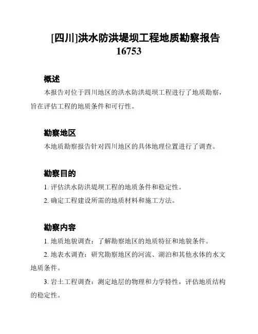 [四川]洪水防洪堤坝工程地质勘察报告16753