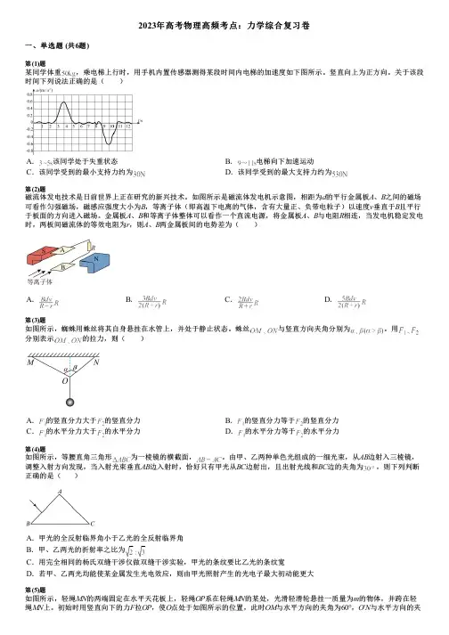 2023年高考物理高频考点：力学综合复习卷