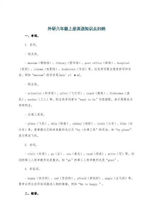 外研六年级上册英语知识点归纳