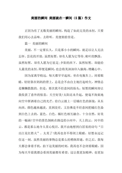 美丽的瞬间 美丽就在一瞬间(5篇)作文