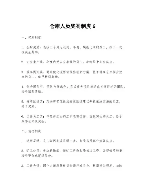 仓库人员奖罚制度6