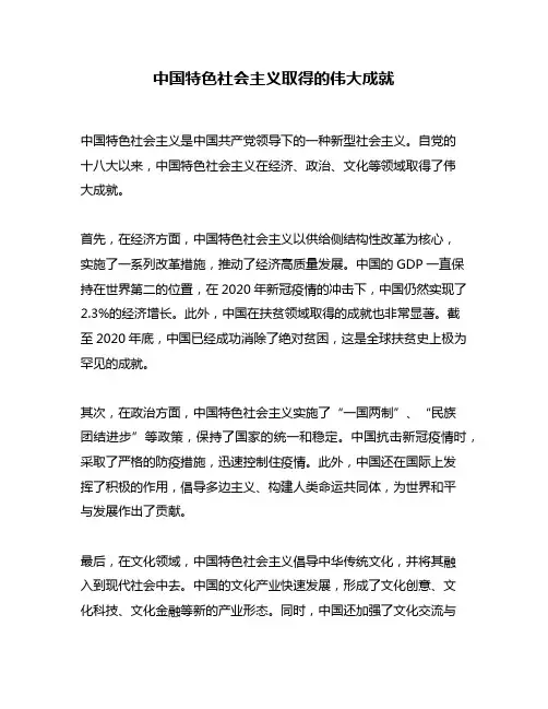 中国特色社会主义取得的伟大成就