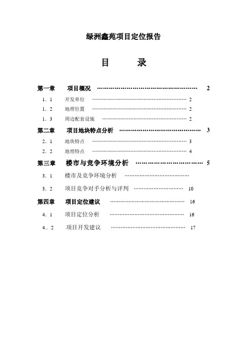 绿洲鑫苑项目定位报告