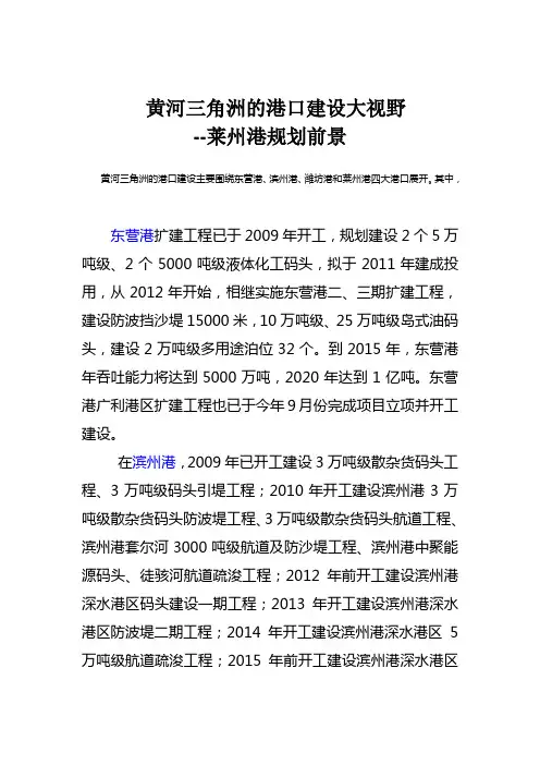 黄河三角洲的港口建设大视野