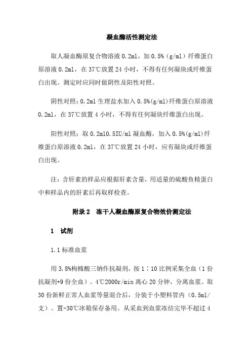 凝血酶活性测定法