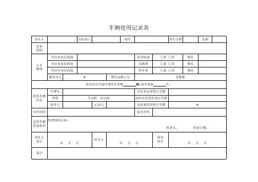 车辆使用记录表Excel模板