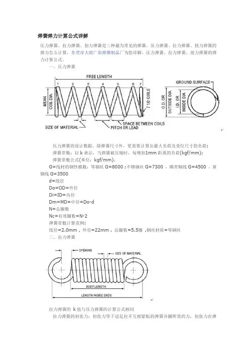 弹簧弹力计算公式详解