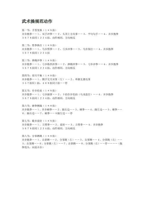 武术操规范动作