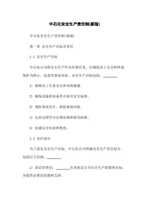 中石化安全生产责任制(新版)