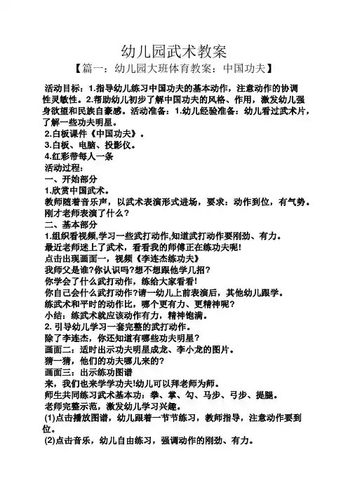 幼儿园武术教案