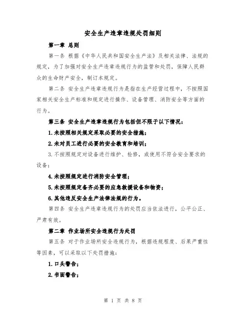 安全生产违章违规处罚细则（3篇）