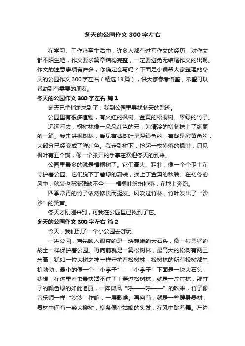 冬天的公园作文300字左右（精选19篇）