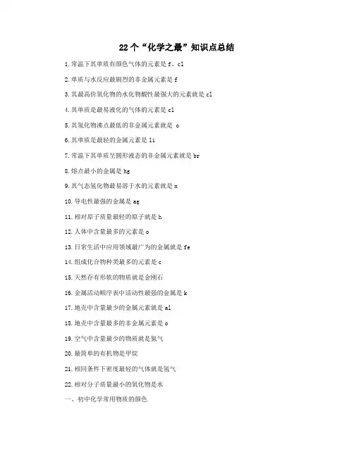 22个“化学之最”知识点总结