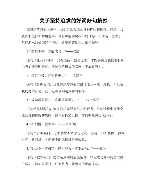  关于坚持追求的好词好句摘抄
