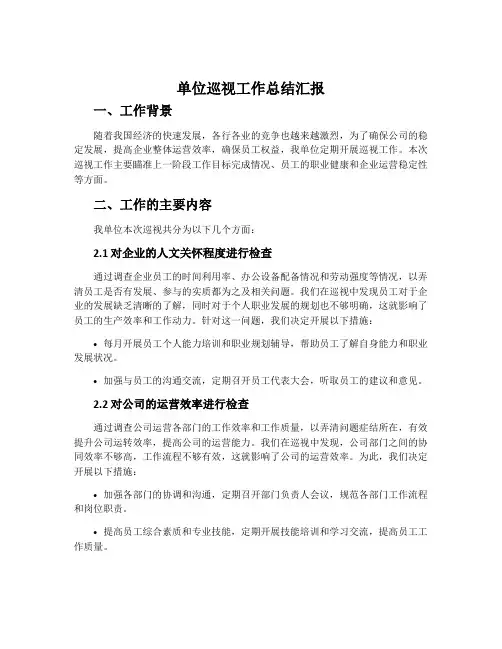 单位巡视工作总结汇报