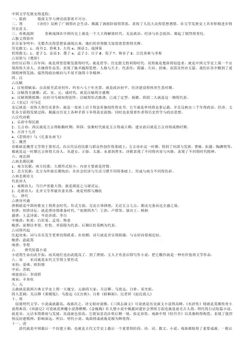 中国文学发展脉络