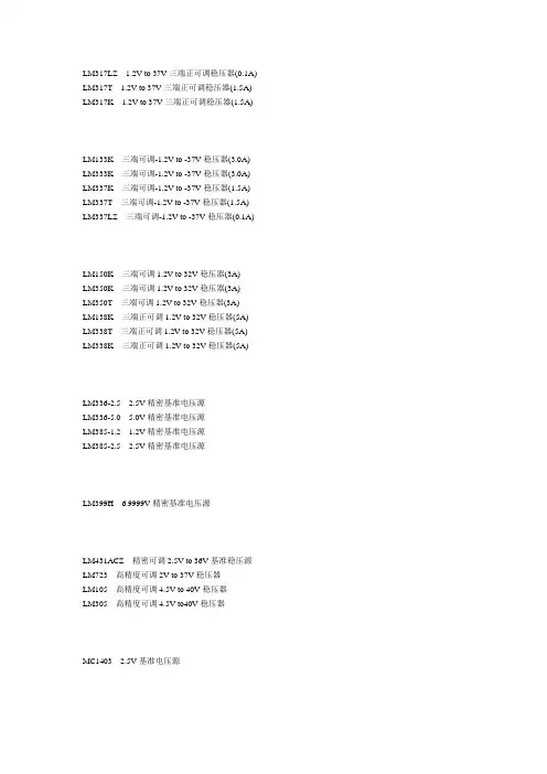 5v 3.3 1.2 1.5 1.8 2.5V稳压电源芯片大全