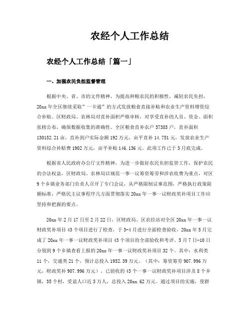 农经个人工作总结
