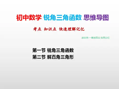 初中数学 锐角三角函数 知识点 考点 思维导图 锐角三角函数 解直角三角形