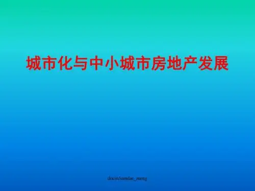 城市化与中小城市房地产发展PPT-文档资料