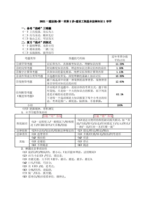 2021年一建-法规-第一章第1讲-建设工程基本法律知识1