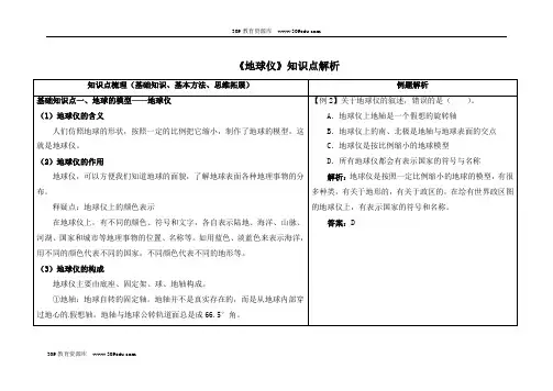 粤教版地理七年级上册1.2《地球仪》知识点解析